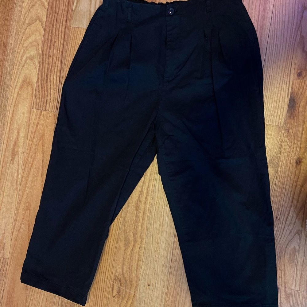 Zara wide leg black pants with pleat